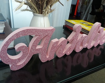 sweet 16 candelabra foam letters age block,3D name,Large free standing foam White color custom name 3D white glitter,styrofoam name