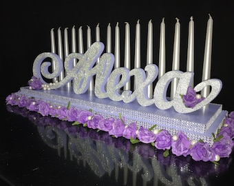 Quinceanera /& Mitzvah Candle Lighting Centerpiece,Custom 3D name styrofoam,foam letters sweet 15 Gatsby theme Big Candelabra Sweet 16