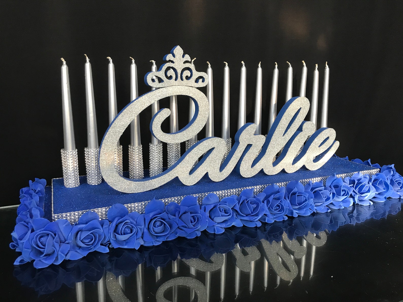 Candelabra Sweet 16 Royal Blue Rosefloral Quinceanera & Etsy