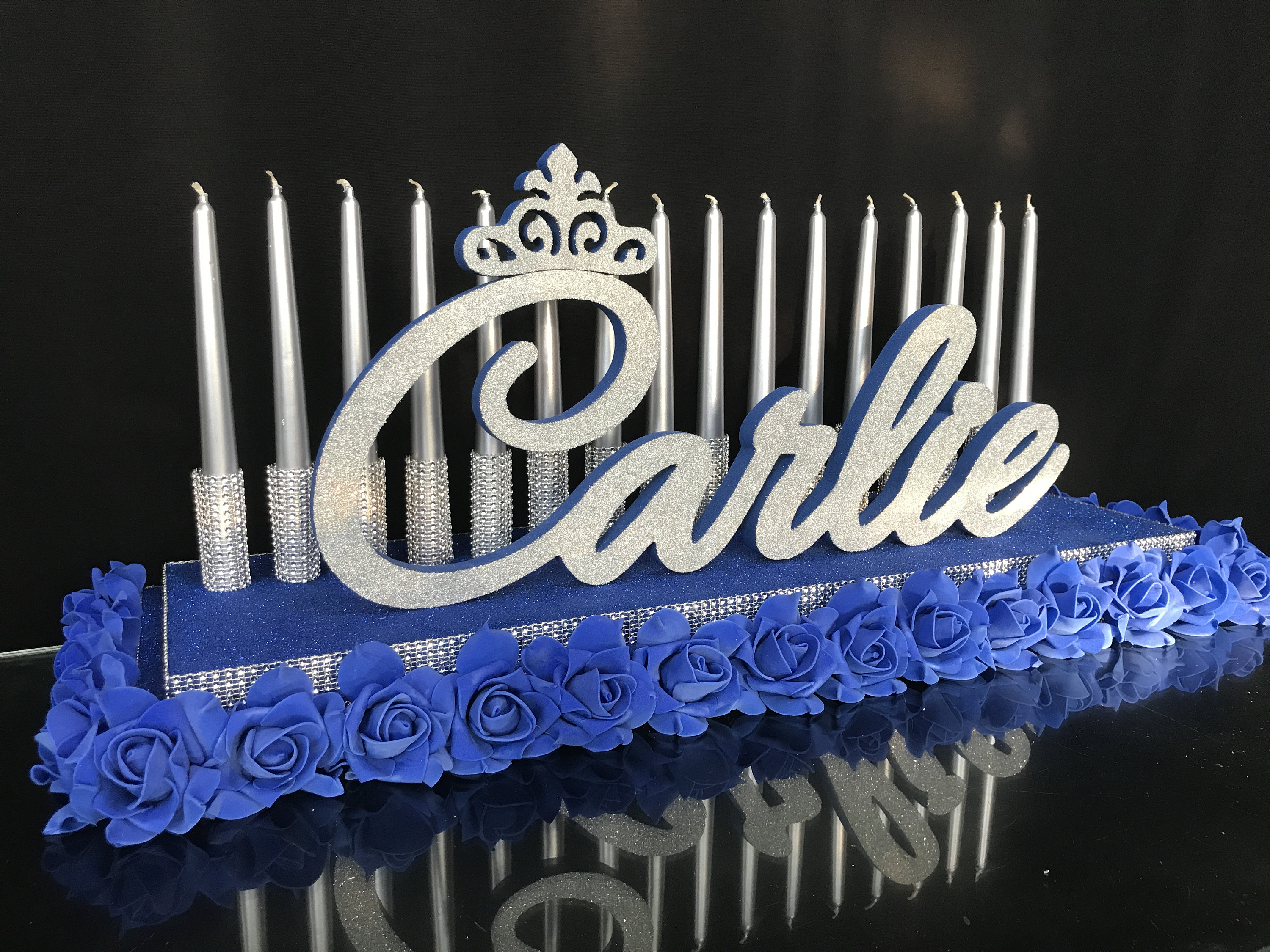 Candelabra dulce 16 rosa azul real Floral Quinceanera & Etsy