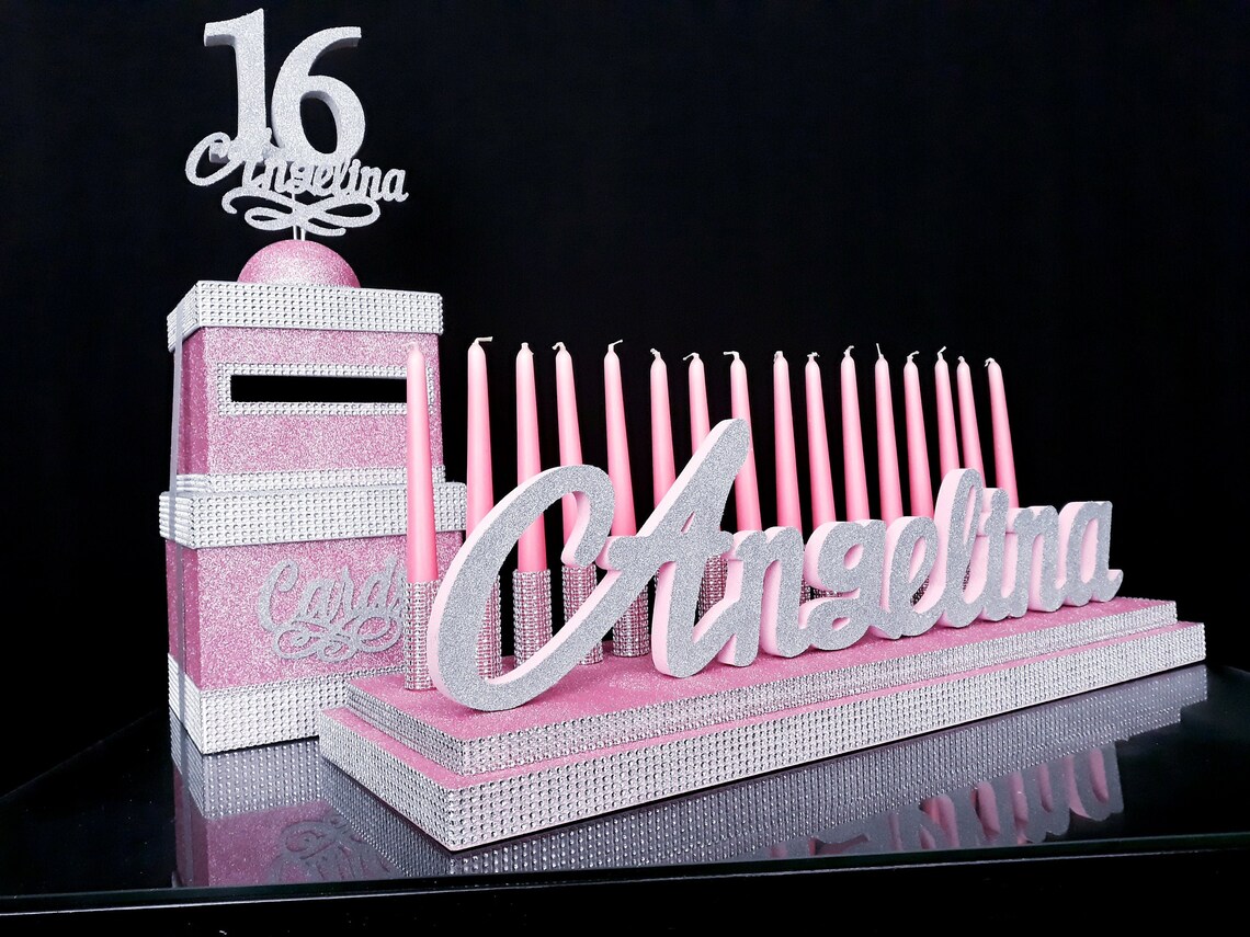 SET Sweet 16 Candelabra foam and Cardboxpink Candelabra Etsy