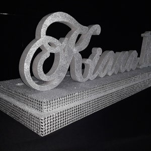 Sweet 16 Kerzenleuchter silber glitter, Quinceanera & Mitzvah Kerze, 3D Name Styropor, Schaumstoffbuchstaben, Baby Shower Dekoration