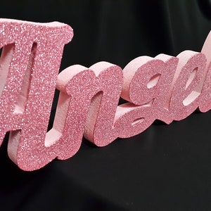 Pink glitter custom name styrofoam 3D, 3D number, Pink letters name age block, Large free standing letters, Birthday decoration,Pink party décor