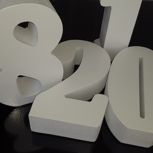 Letras de espuma de poliestireno 3D 8", números de espuma de poliestireno 8 pulgadas, letras de pie grandes, decoración de la ducha del bebé, decoración de la fiesta, número de bloque blanco y leterr