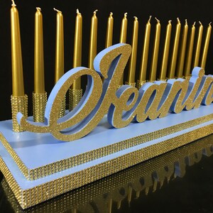 Aschenputtel blau Sweet 16 Kandelaber, Quinceanera & Mitzvah Kerzenbeleuchtung, 3D-Namensstyropor, Schaumstoffbuchstaben, Babypartydekoration