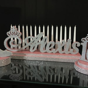 SET Sweet 16 Candelabra espuma Zapato central en el stand, Rose Gold Sweet16, Sweet 15 Candelabra, Quince & BarMitzvah, centro de mesa de iluminación de velas