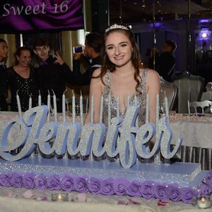 Big Candelabra Sweet 16 ,Quinceanera & Mitzvah Candle Lighting Centerpiece,Custom 3D name styrofoam,foam letters, sweet 15