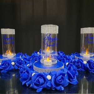Sweet 16 centerpieces fortable, Quinceañera centerpieces tafels, Luminary verjaardagsdecor, kweepeer bruiloft Luminary, centraal decor lavendel rozen