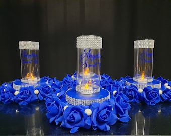 Sweet 16 centerpieces fortable,Quinceañera centerpieces tables,Luminary birthday decor,Quince wedding Luminary, Central decor lavender roses