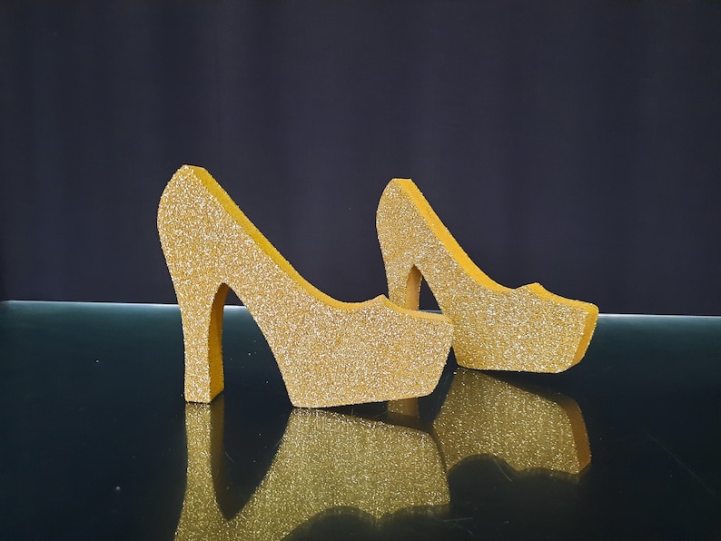 Gold high heel shoe centerpiecestyrofoam shoecut out Etsy