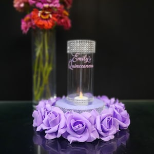 Quinceañera centerpieces tables,Sweet 16 centerpieces fortable,Luminary birthday decor,Quince wedding Luminary, Central decor lavender roses