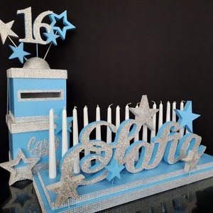 SET Sweet 16 Candelabr foam and Cardbox Stars, tema estrella Candelabro Quinceañera, Bar & Bat Mitzvah, Candle Lighting Center piece Stars