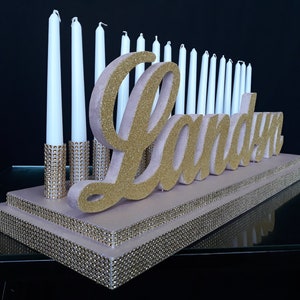 ROSE BLUSH color Sweet 16 Candelabra,Candelabra Candlelight ceremony,Quinceanera & Mitzvah Candle Centerpiece,3D name foam