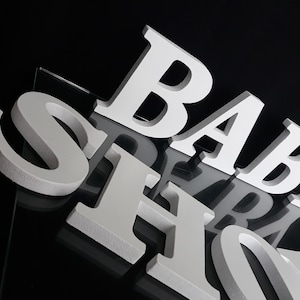 ¡El precio es por una carta! 3D espuma de poliestireno letras 1" espesor, Shopsign, letras de aniversario, espuma nombre personalizado, ducha de bebé, logotipo de signo de espuma