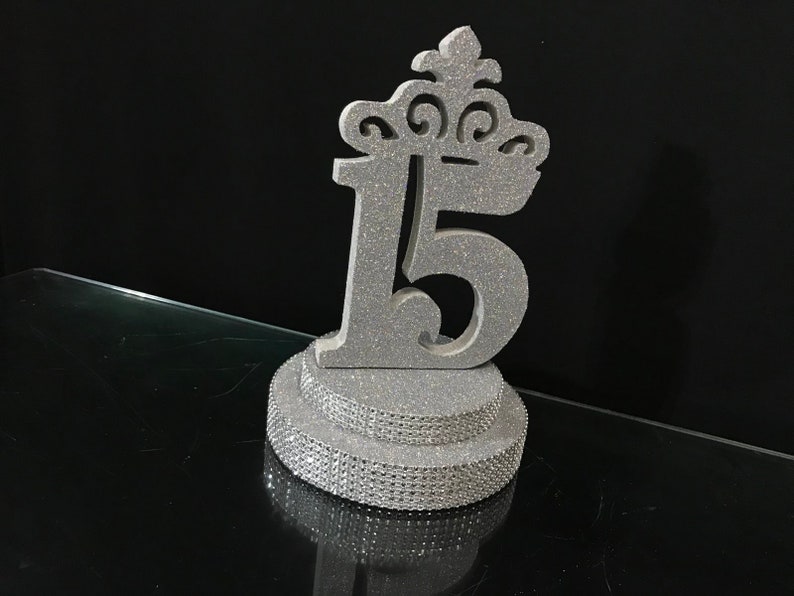 decor for festive table,Sweet 15 Central decor fifteen,Central element on the table Mitzvah Centerpiece number 15 on stand Quinceanera