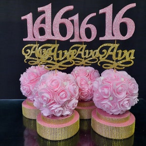 Centerpiece ball of roses on stand Sweet 16,Central decor,Central element topiary sweet 16,decorfestive table,Wedding,Mitzvah,Quinceanera