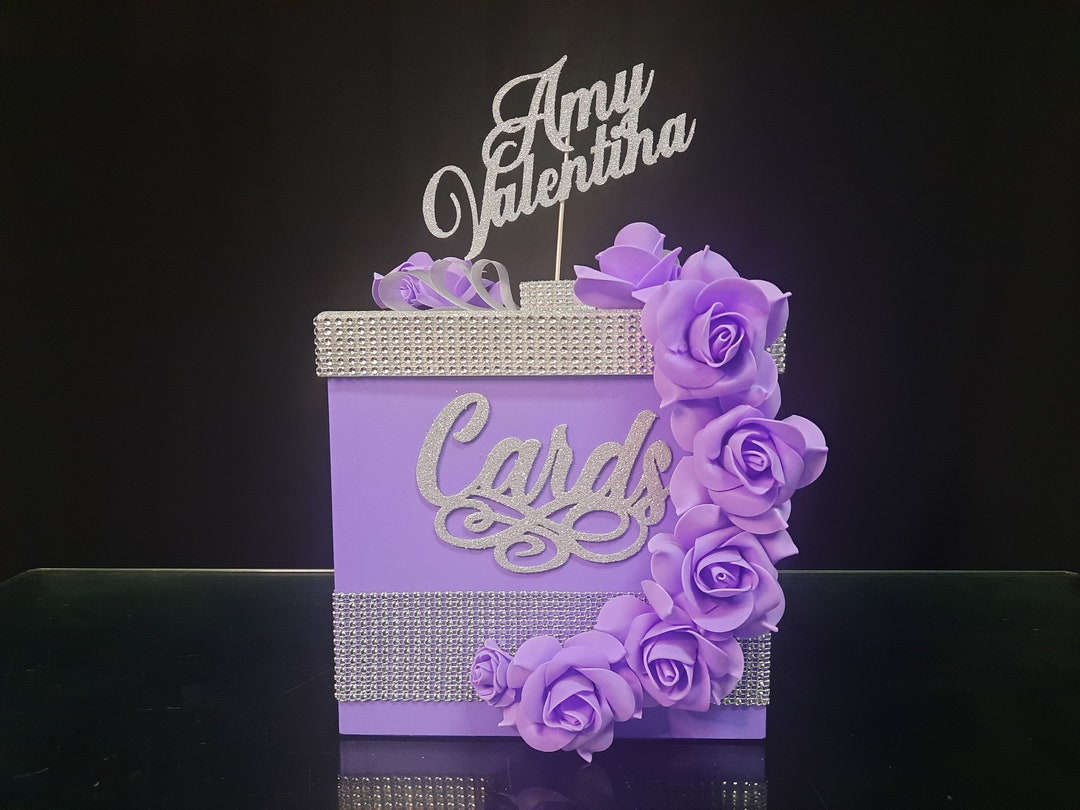 Lavender Card Box Sweet 16, Card Box Wedding Lavender , Mitzvah,quince