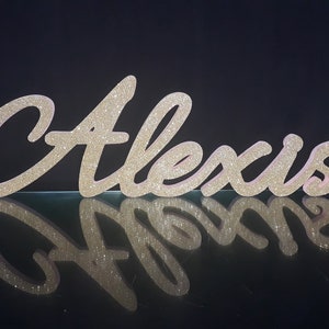 Pink color custom name 3D Alexis gold glitter,foam letters name ,3D name,free standing styrofoam name,sweet 16 candelabra,Quinceanera