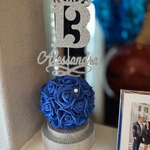 Royal Blue Roses, Centerpiece Ball Roses on Stand Sweet 16, Central ...