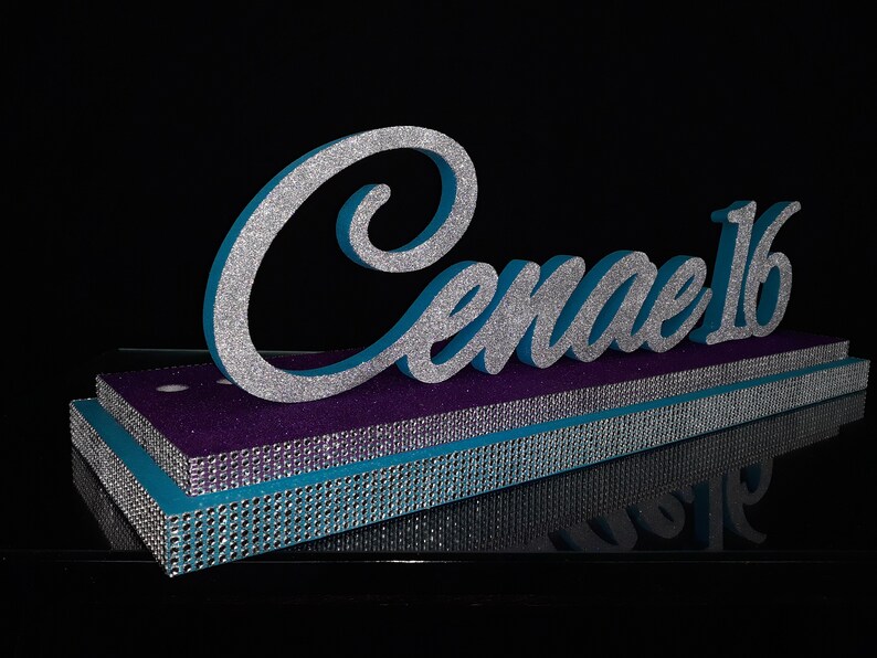 Turquoise and purple color Sweet 16 Candelabra 3D name styrofoam,ROSEGOLD Quinceanera /& Mitzvah Candle Centerpiece
