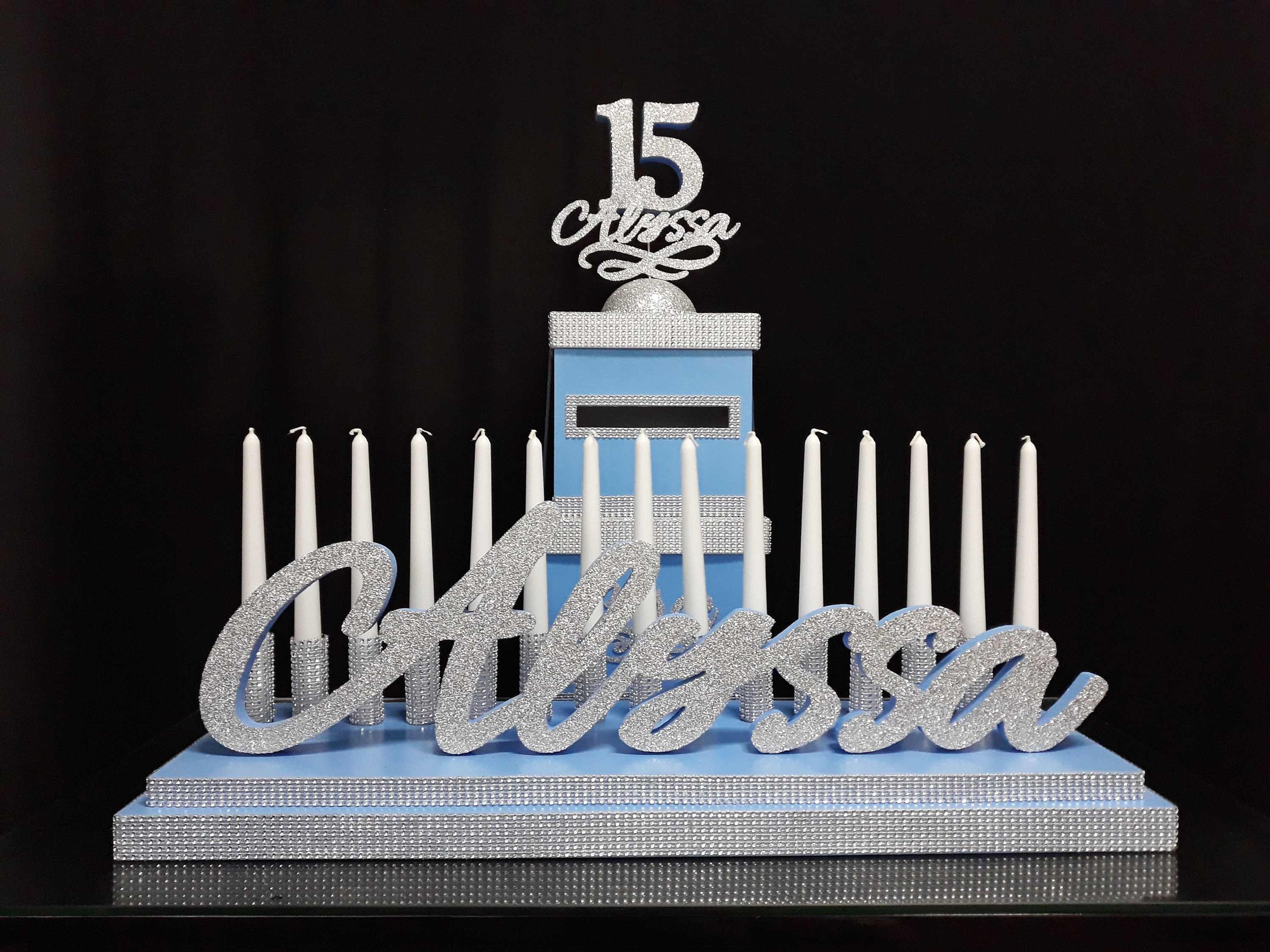 SET Sweet 16 Candelabra foam and Cardboxlight blue cinderella Etsy