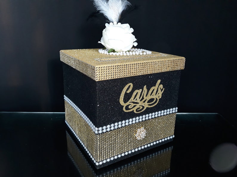 Black Square Card Box Sweet 16 Card Box Wedding Etsy