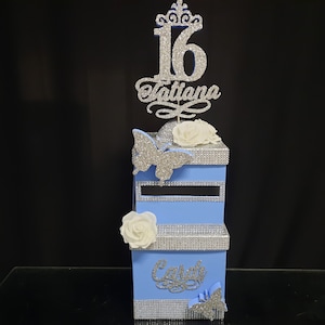 Caixa de cartão com borboletas, caixa de cartão para borboletas de cartões, caixa de cartão para borboletas Sweet 16, borboletas Quinceanera Bar Bat Mitzvah