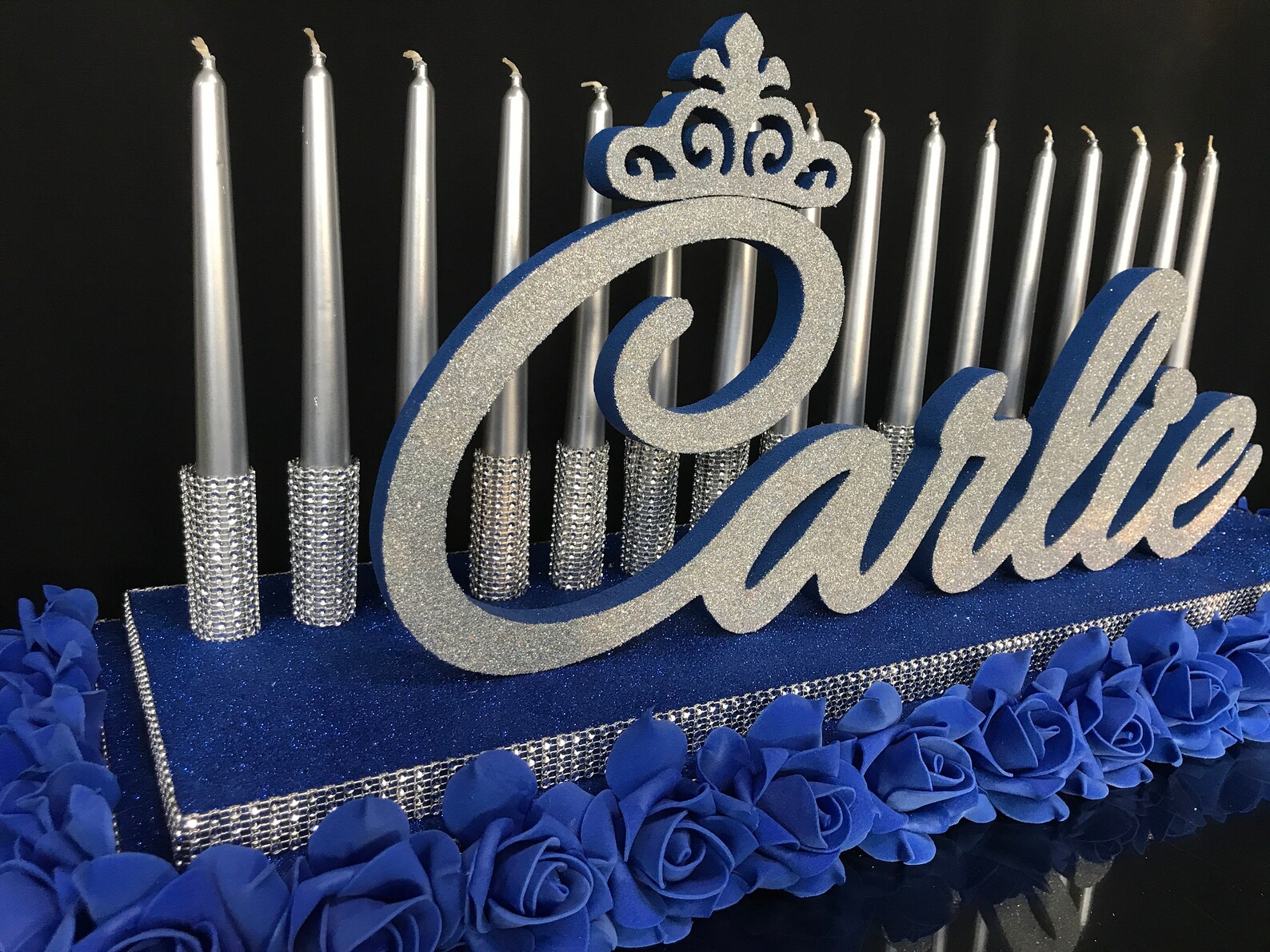 Candelabra Sweet 16 Royal Blue Rosefloral Quinceanera & Etsy