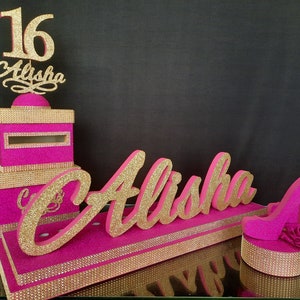 SET Sweet 16 Candelabro espuma y Cardbox, Candelabro rosa caliente Quinceañera, Bar rosa caliente y Bat Mitzvah, Centro de Mesa de Iluminación de Velas