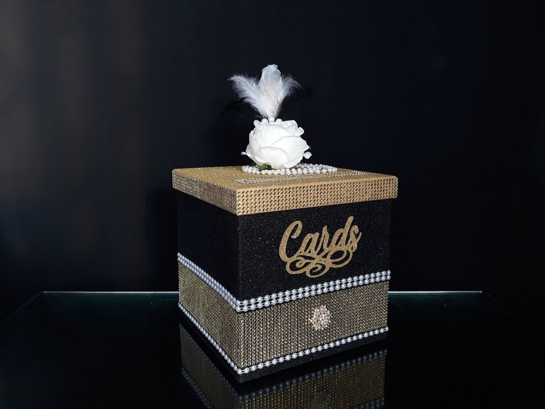 Black Square Card Box Sweet 16 Card Box Wedding Etsy