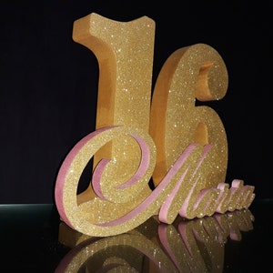 Set Big 3D name and two number from styrofoam,first birthday,sign 15&quot; foam custom name, name age block,baby shower,Sweet 16 candelabra
