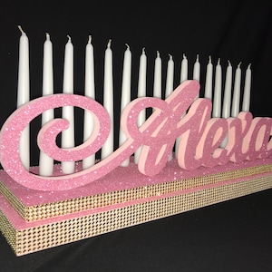 Sweet 16 Kerzenleuchter Alexa, Quinceanera & Mitzvah Kerzenbeleuchtung, 3D Name Styropor, Schaumstoffbuchstaben, Baby Shower Dekoration
