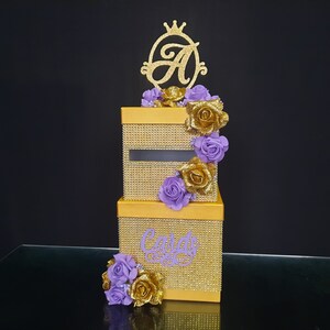Cardbox Sweet 16, birthday cardbox, gold cards,lavender roses cardbox,lavender wedding box,cardbox Mitzvah,cardbox Quinceanera & Mitzvah
