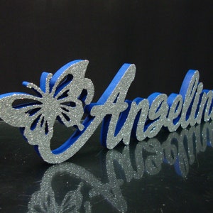 Nombre personalizado de mariposa, nombre de brillo de mariposa 3D, nombre de letras de espuma, nombre de espuma de poliestireno independiente, dulce 16 mariposa