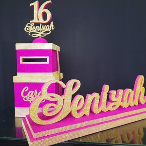 SET rosa caliente Sweet 16 Candelabro espuma y Cardbox, Candelabro rosa caliente Quinceañera, Bar rosa caliente y Bat Mitzvah, Centro de Mesa de Iluminación de Velas