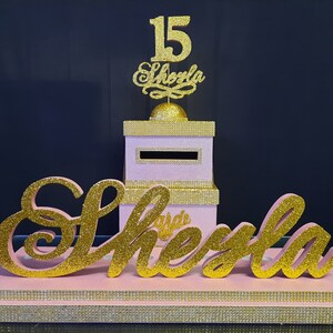 SET Sweet 16 Candelabro espuma y Cardbox, foto de oro rosa Candelabro Quinceañera, Rose Gold Bar & Bat Mitzvah, Centro de Mesa de Iluminación de Velas