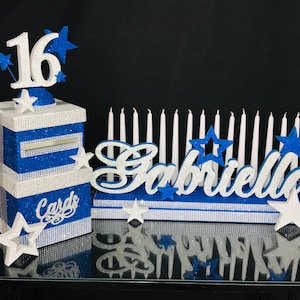 SET Sweet 16 Candelabr foam and Cardbox Stars, tema estrella Candelabro Quinceañera, Bar & Bat Mitzvah, Candle Lighting Center piece Stars