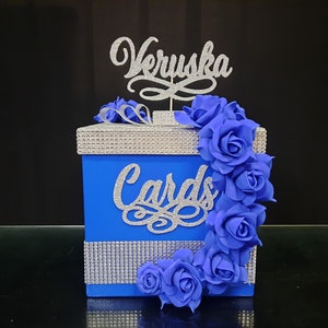 Royal blue Card Box Sweet 16, Card Box Wedding royal blue, Mitzvah, Quince, Sweet 16, Quinceanera & Mitzvah, cardbox pedrería