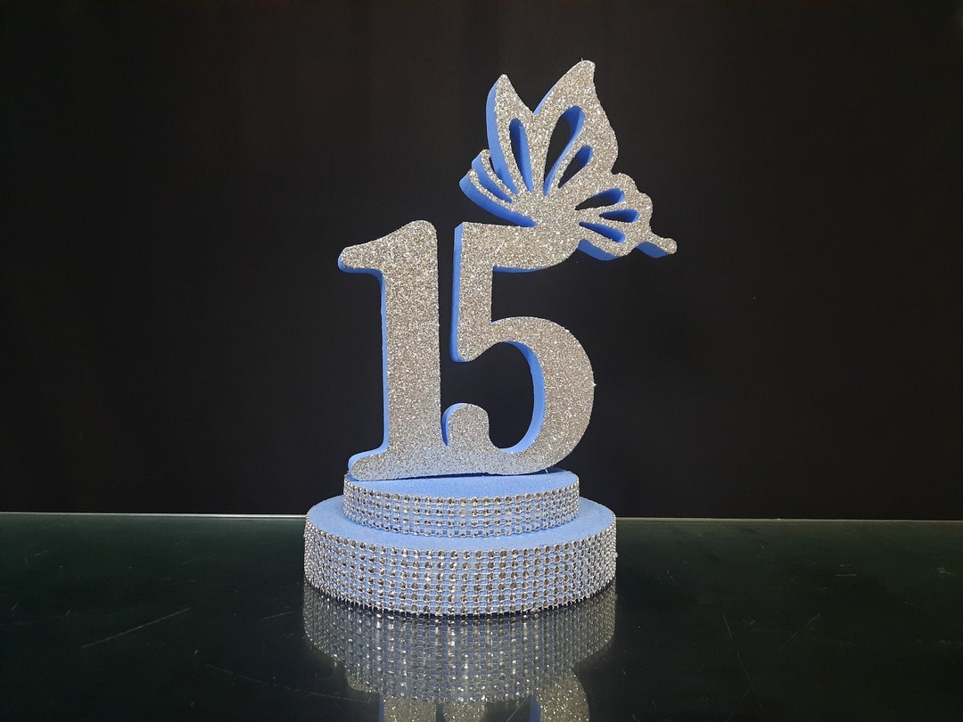 Butterfly Centerpieces for Table, Light Blue Quinceanera Butterfly, Light Blue Sweet16 Table