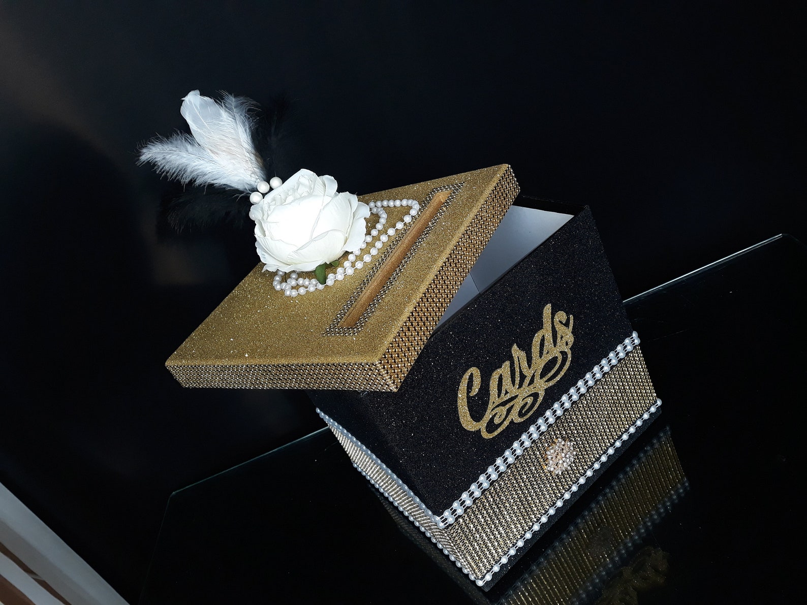Black Square Card Box Sweet 16 Card Box Wedding Etsy