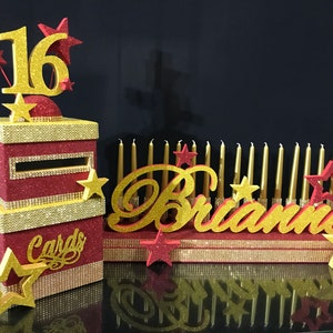 SET Sweet 16 Candelabr foam and Cardbox Stars, tema estrella Candelabro Quinceañera, Bar & Bat Mitzvah, Candle Lighting Center piece Stars