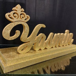 Candelabro dorado para quinceañeras y mitzvah, centro de mesa con velas encendidas, nombre en 3D en poliestireno, letras de espuma, decoración para baby shower