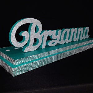 Turquoise Sweet 16 Candelabra, Quinceanera & Mitzvah Candle Lighting Centerpiece, 3D name styrofoam, foam letters,Baby Shower decoration