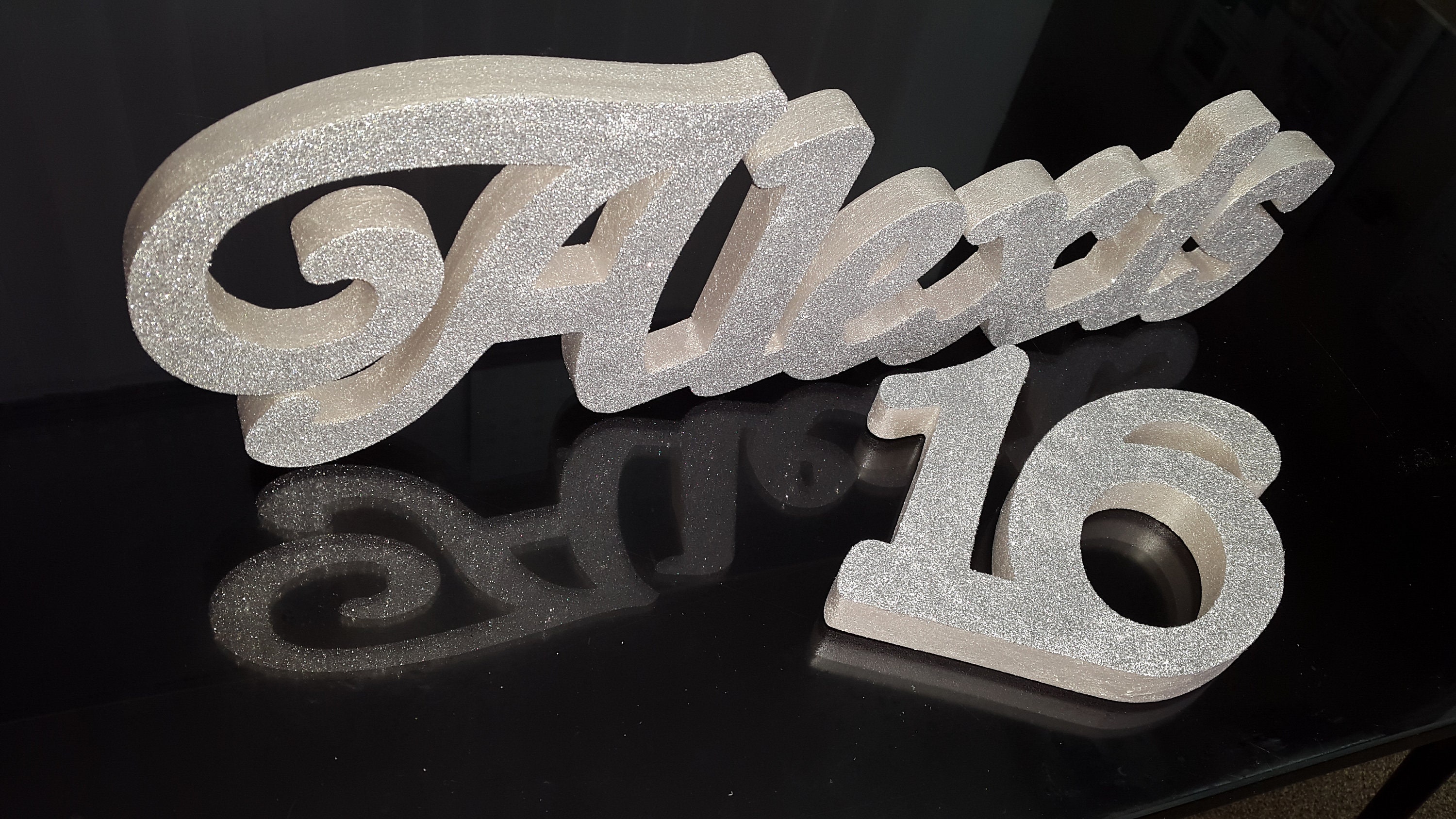 Custom Name Silver Glitter Styrofoam Letters 3D Silver Etsy