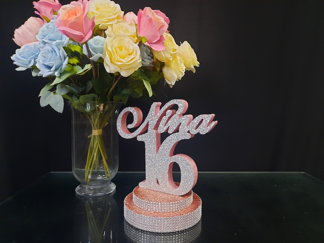 Sweet 16 Name Centerpieces for Table, Quinceanera Name Table
