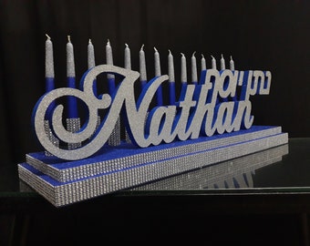 Candelabra Hebrew font,Bar  Bat Mitzvah,styrofoam name Hebrew,Mitzvah candle,Quinceanera & Mitzvah candle lighting Centerpiece,Sweet 16