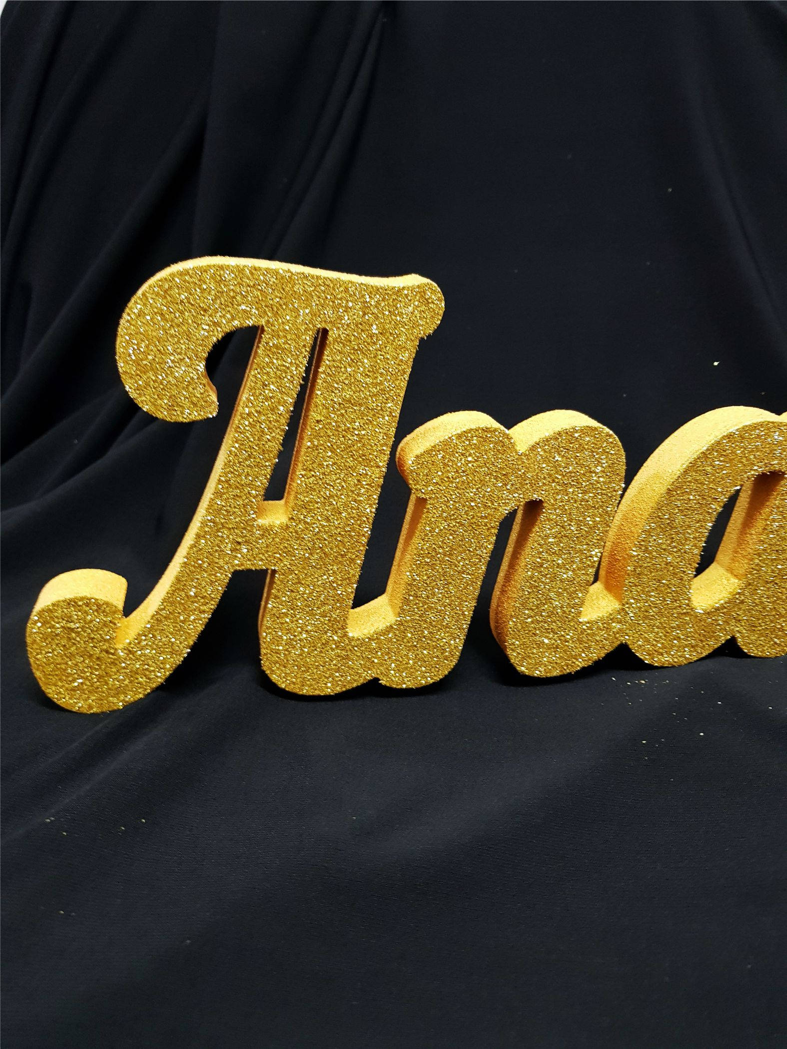 Gold glitter custom name 3Dgold Anaya letters name age Etsy