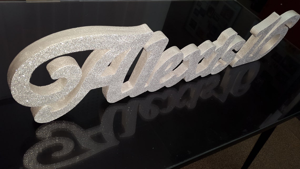 Custom Name Silver Glitter Styrofoam Letters 3D Silver Etsy