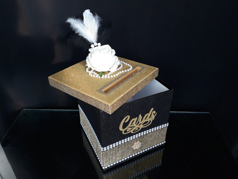 Black Square Card Box Sweet 16 Card Box Wedding Etsy