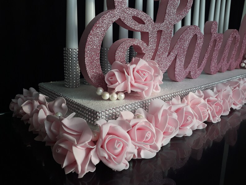 Candelabra Sweet 16 rose Floral Quinceanera & Mitzvah Candle Etsy